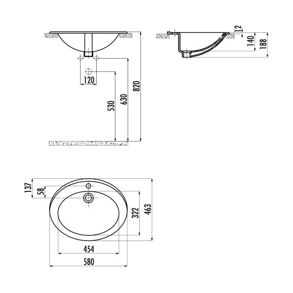 Умывальник мебельный Opadiris Creavit накладной TP230-00CB00E-0000
