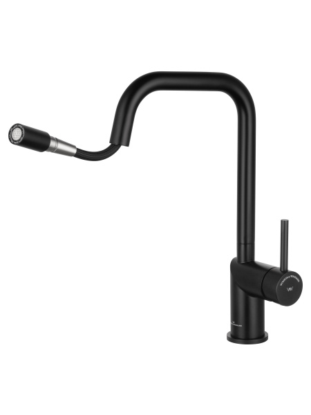 Смеситель для кухни с выдвижным изливом WONZON & WOGHAND, черный матовый WW-6018-MB