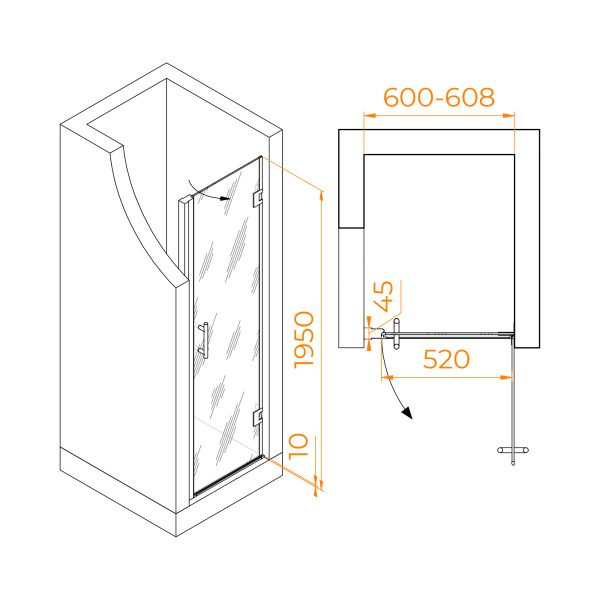 Душевая дверь 90 см RGW Hotel HO-011-B 350601106-14 прозрачное