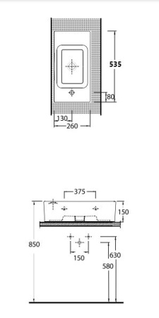 Раковина накладная (53,5х26) beWash Ontario 35531101