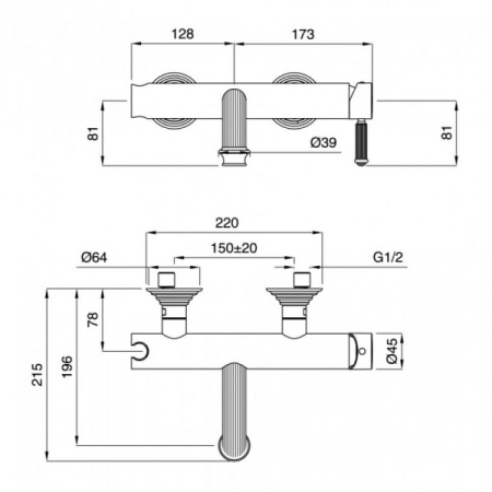 Смеситель для ванны Cezares Olimp OLIMP-VM-03/24-L