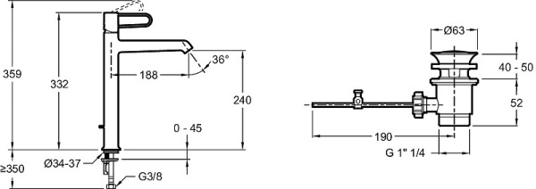 Смеситель для раковины Jacob Delafon Odeon Rive Gauche E21030-BL-00