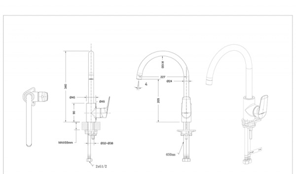Смеситель для кухни Bravat Rhein F7429564CP-ENG