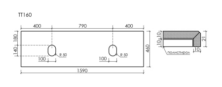 Столешница для ванной комнаты  SANCOS Black Sky 1600х460 без отверстия под смеситель, TT160A1