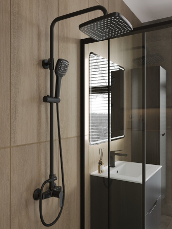 Душевая система с смесителем для душа OneLife P01-912b черный