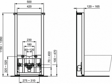 Комплект биде + инсталляция Ideal Standard Tesi D3868V1
