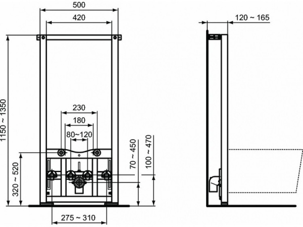 Комплект биде + инсталляция Ideal Standard Tesi D3868V1