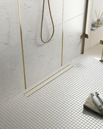 Душевой лоток Timo Drain System 80 DS230208/17 с решеткой золото матовое / под плитку