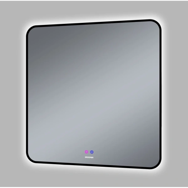 Зеркало (80х80) Grossman ELEGANS-норма BLACK 1780802 LED с сенсорным выключателем и подогревом