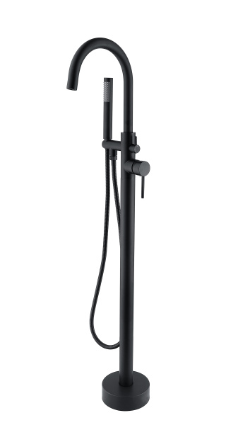 Смеситель для ванны однорычажный напольный с душевым набором Orange Steel M99-336b черный