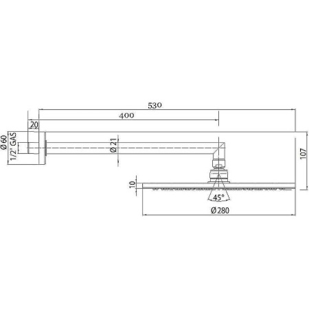 Верхний душ с кронштейном Bossini Cosmo H70596I.073 черный матовый
