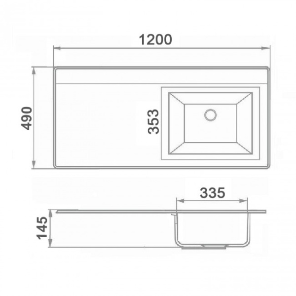 Раковина Runo мебельная Гамма 120 лайт правое крыло (00-00001024)