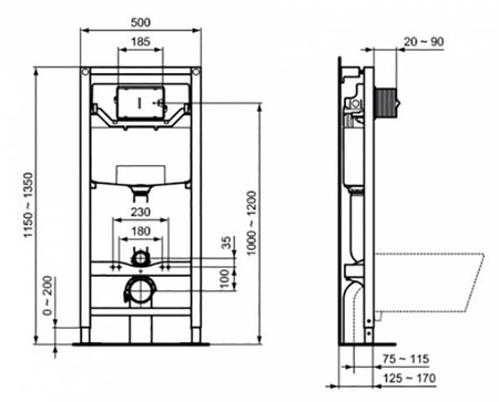 Комплект 4 в 1 Ideal Standard i.Life B RimLS+ IP001401 