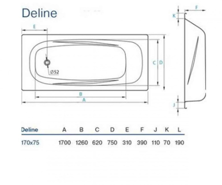 Ванна стальная (170х75) KOLLER POOL DELINE B75US200E