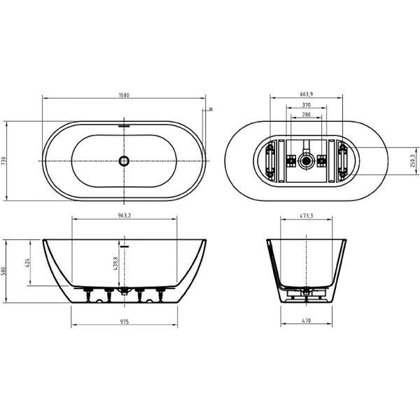 Акриловая ванна (150х73) BelBagno Uno BB701-1500-730-K Акриловая ванна (150х73) BelBagno Uno BB701-1500-730-K