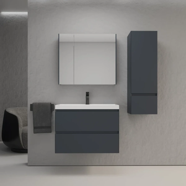 Тумба подвесная без раковины 80 см Style Line Манхэттен ЛС-00002360 графит матовый