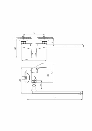 Смеситель для ванны ПСМ-Профсан  ПЛЮС PSM-523-023