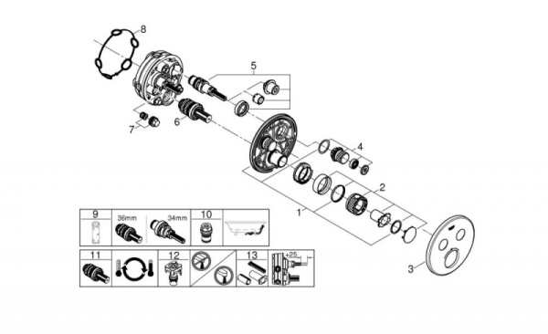 Термостат для встраиваемого монтажа на 2 выхода Grohe Grohtherm SmartControl 29119 EN0 (29119EN0) матовый никель