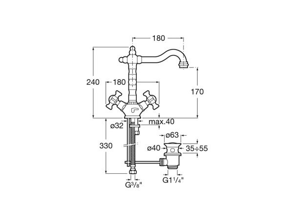 Смеситель для раковины Roca Florentina 5072119A0