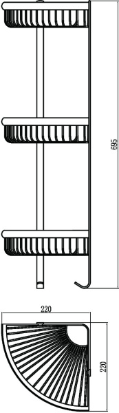 Полка бронзовая угловая тройная Savol S-C5854-3