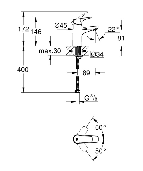 Смеситель однорычажный для раковины Grohe BauFlow 23752 000 (23752000) хром