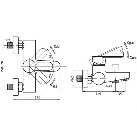 Смеситель для ванны Cezares Laconico LACONICO-C-VD-01