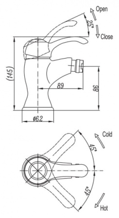 Смеситель для биде Cezares Lira LIRA-C-BS1-02