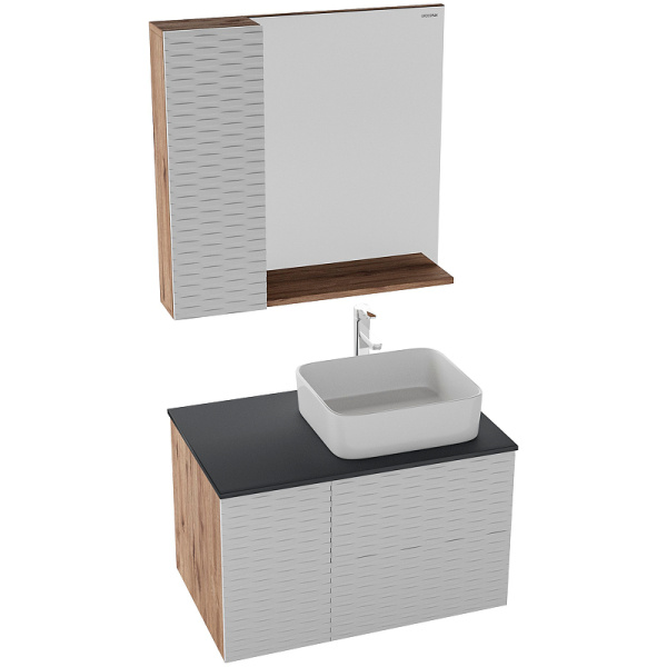 Тумба подвесная Grossman АЛЬБА-80 см 108011 с 2-я ящ, веллингтон/белая