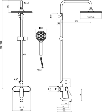Душевая система с изливом Savol SK-H6401
