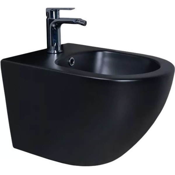 Биде подвесное Gid BDP-96BM черный матовый, без обода, овальный