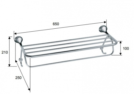 Полотенцедержатель-полка с двумя крючками Daniel Revival REPS980 br 63