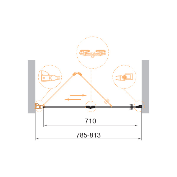 Душевая дверь (80х190) CEZARES ECO ECO-O-BS-12-80-C-Cr