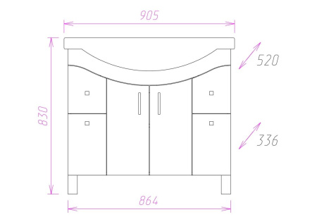 Тумба под раковину напольная Onika Эльбрус 90 109016