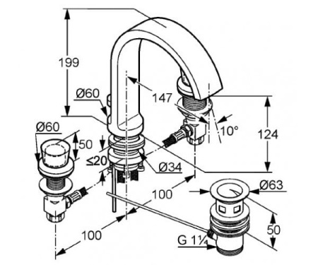 Смеситель для умывальника KLUDI JOOP 551430575