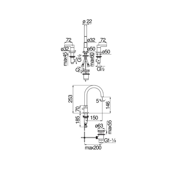 Смеситель для раковины Nobili Lira LR116211/1T1CR