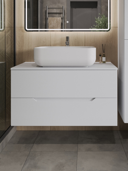 Тумба с раковиной подвесная 100 см, Orange Line Li-100TuwMDF+B03-600W белый