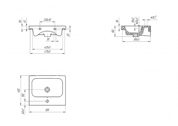 Раковина универсальная Cersanit COLOUR 50 S-UM-COL50/1-w