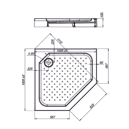 Душевой поддон акриловый (100х100) Vincea VST-3AP-1010
