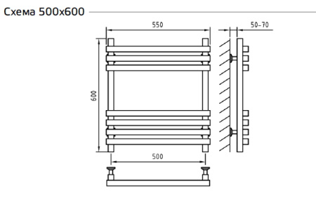 Полотенцесушитель ArtofSpace Cube WACE500600RAL9005