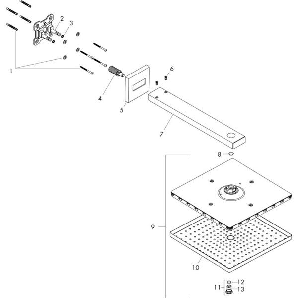 Верхний душ с кронштейном Hansgrohe Raindance E 300 AIR 1jet 26238000 хром