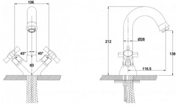 Смеситель для раковины KAISER Cross (41011-1)
