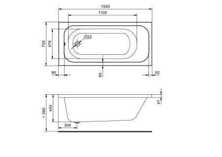 Акриловая ванна (150х70)  Santek Ламма   1WH501746