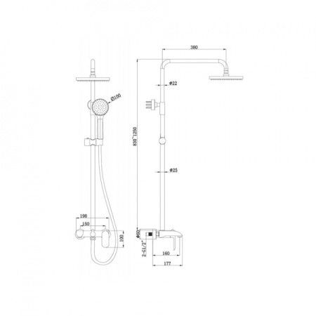 Душевая колонна со смесителем для ванны Bravat (F6335369CP-A-RUS)