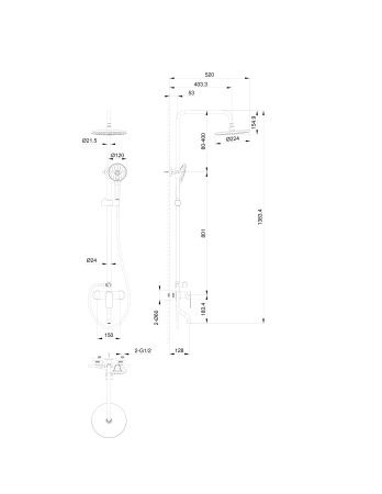 Душевая система WONZON & WOGHAND Line, хром WW-AE3354-CR