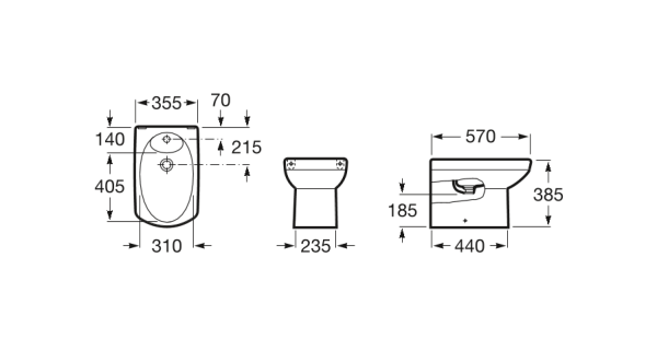 Биде приставное Roca Dama Senso Compact 357517000