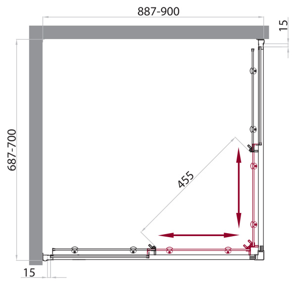 Душевой уголок (90х70) BelBagno UNO-AH-2-90/70-C-Cr