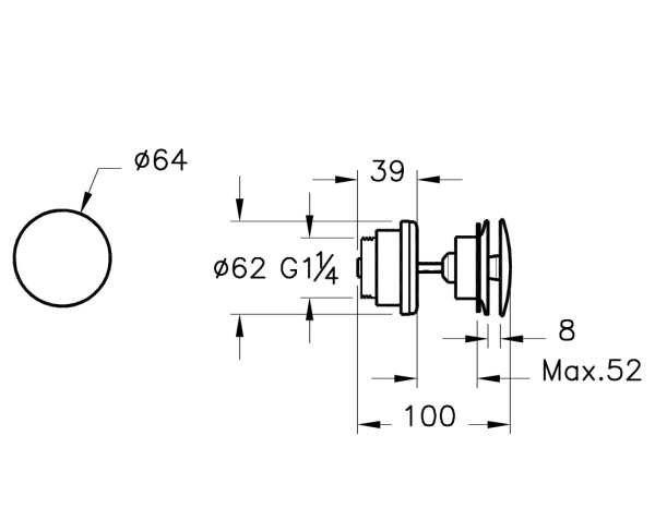 Донный клапан для раковины с переливом (нажимной) Vitra Origin A4514936, черный матовый