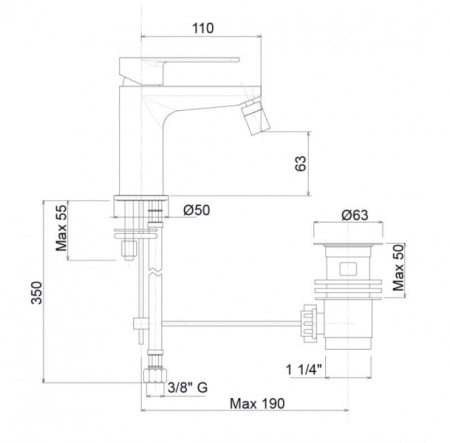 Смеситель для биде Cezares Tirreno TIRRENO-BSM1-01-W0