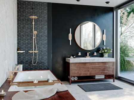 Смеситель для раковины на 3 отверстия с донным клапаном Push-Open Hansgrohe Metropol 32515140 шлифованная бронза