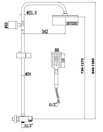 Душевая система с изливом Savol S-601144